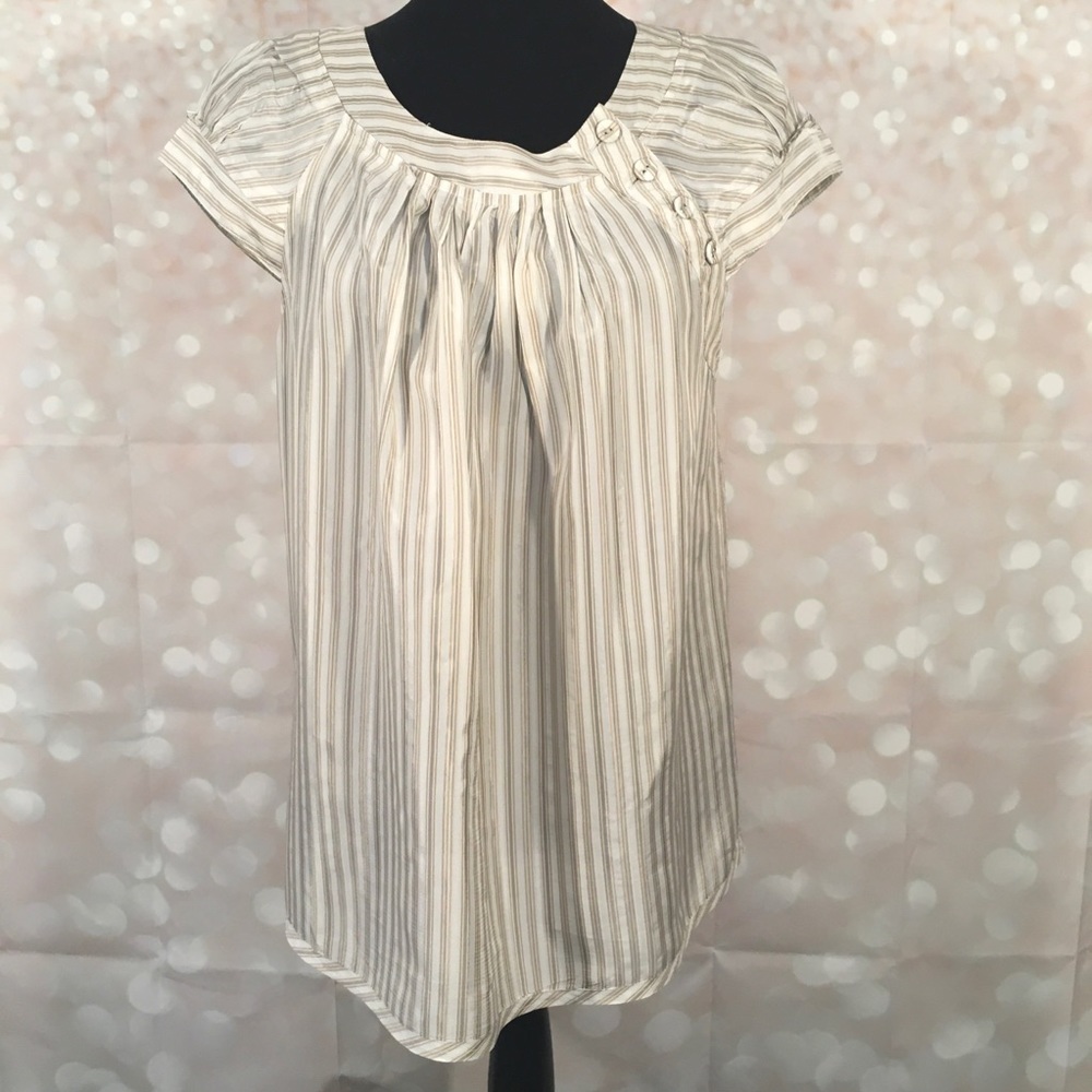 BCBGMAXAZRIA Tan and Grey Striped Top